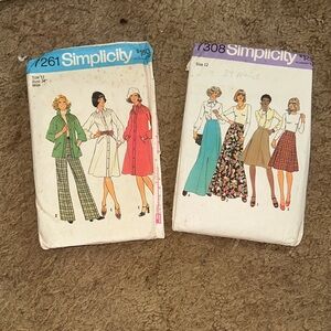 Vintage 1975 simplicity sewing patterns 2pc lot